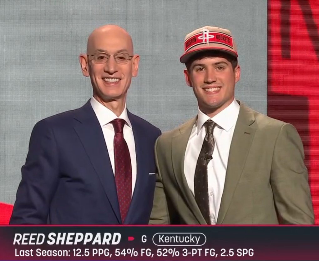Reed Sheppard goes #3 to the Houston Rockets.