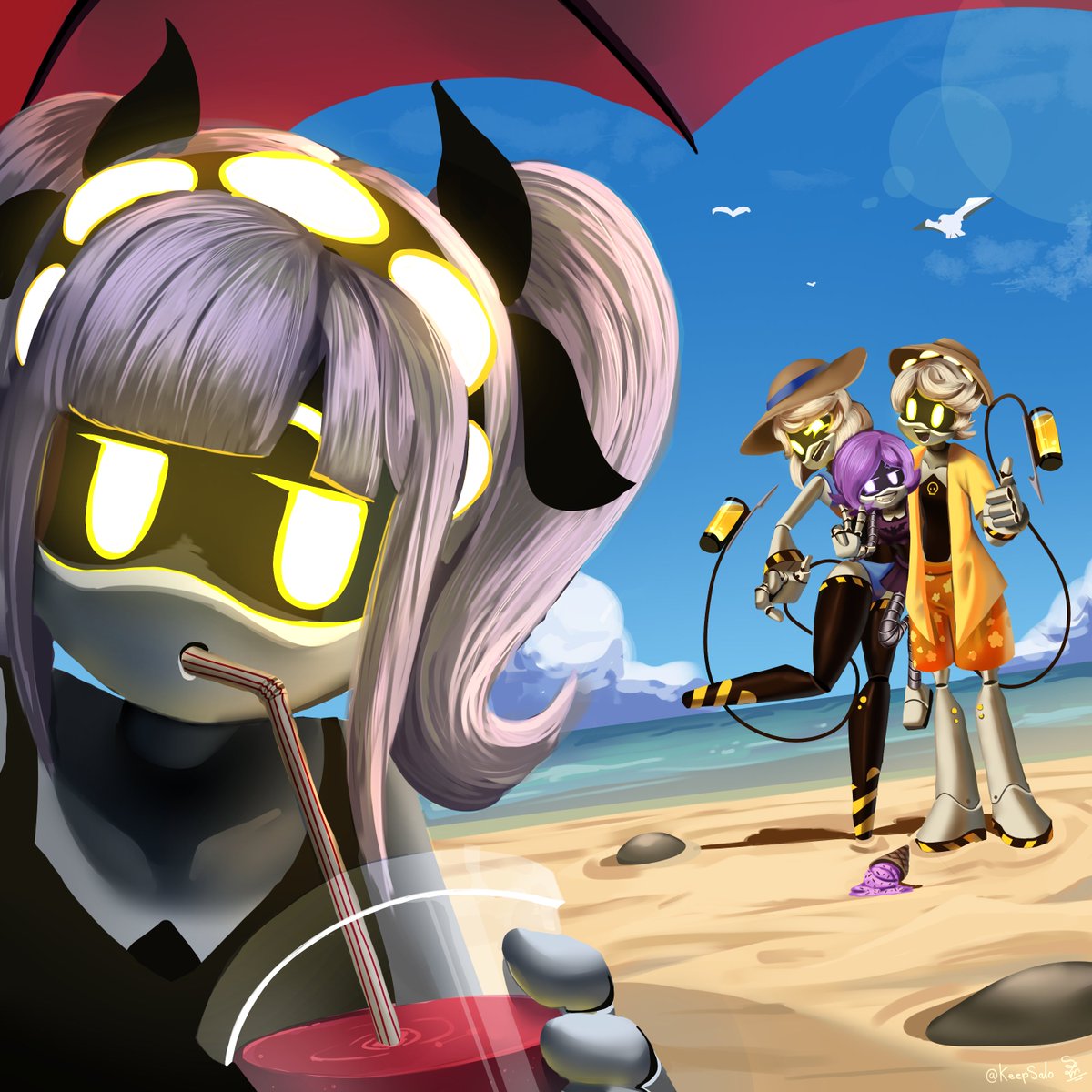 Summer!! 🏖️
-I drew this for a server contest, but I quite liked the result!

#murderdrones #SerialDesignationJ #SerialDesighnationN #SerialDestinationV #UziDoorman