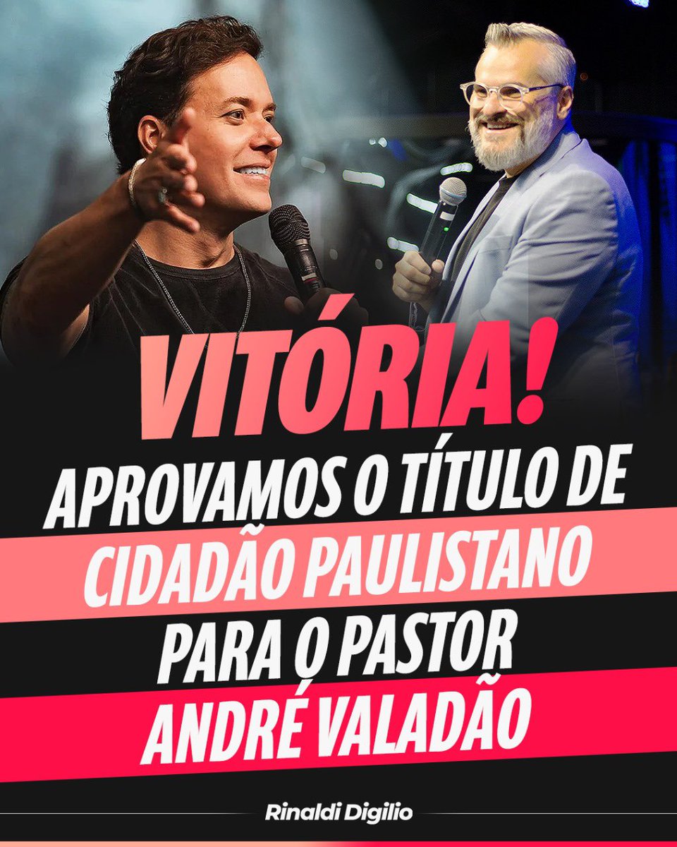 rinaldidigilio's tweet photo. URGENTE! Esquerda tentou derrubar, mas aprovamos! 🙏👇

Para delírio da esquerda, aprovamos hoje, por 39 votos favoráveis, o título de cidadão paulistano para o pastor @andrevaladao! 🙌

#andrevaladao #andrévaladão #batistalagoinha #cidadaopaulistano #cristao https://t.co/dCOoO74fpL