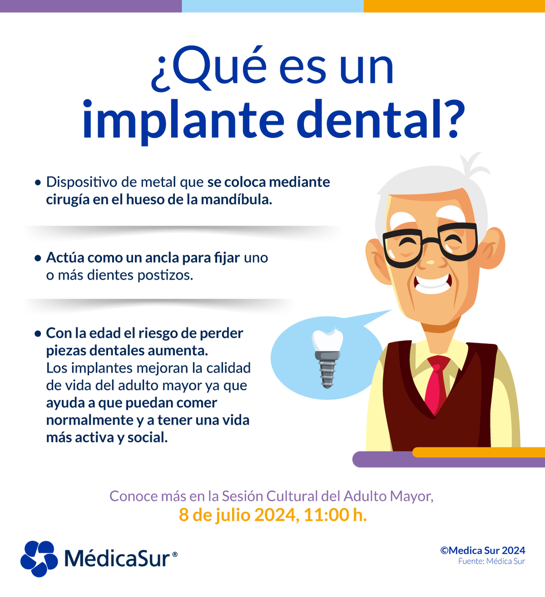 medicasur's tweet photo. ¡Los implantes #dentales en la tercera edad son la mejor opción para reponer dientes perdidos y mejorar la calidad de vida de las personas mayores!
Conoce más de este tema en nuestra Sesión Cultural del #AdultoMayor:
https://t.co/mbDyAT3Reo https://t.co/OLog6vTvHd