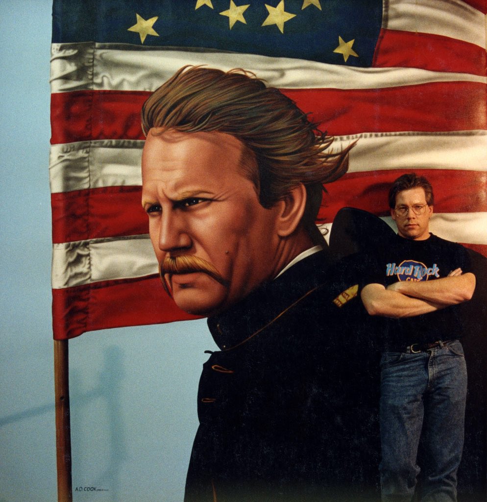 ADCookArt's tweet photo. Another Hollywood Video flashback, this time Kevin Costner, painted in 1990 (+-) for the Milwaukie, Oregon location. #hollywoodvideo #wallmural #wallart #kevincostner #danceswithwolves #artflashback #adcookart #iwatafamily https://t.co/mamOZMySQE