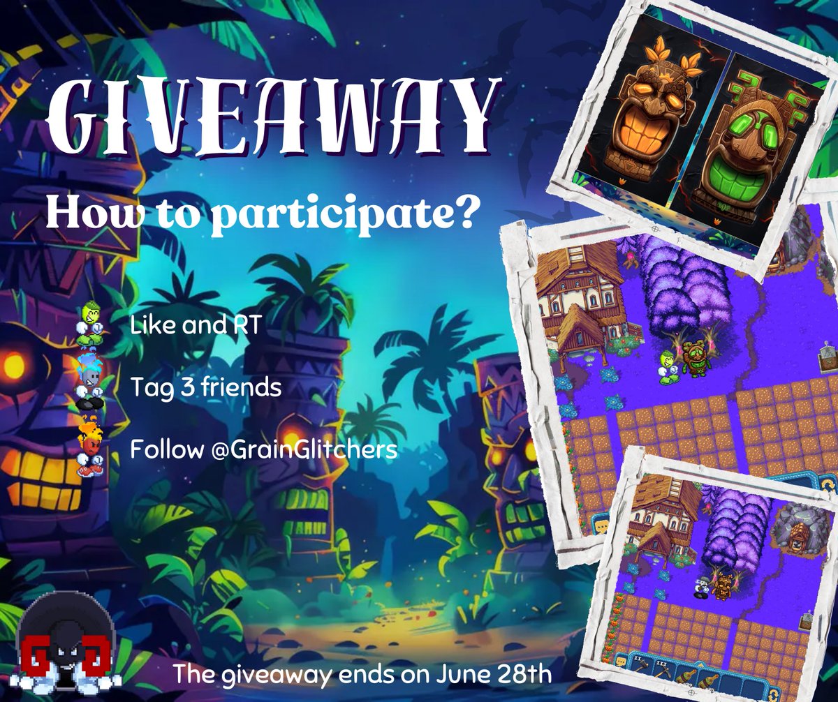 Hey Glitchers‼️
We bring you a giveaway of 2 <a href="/TriballyGames/">Tribally | 📲🚽</a> Tikis NFT that have already been integrated into <a href="/pixels_online/">Pixels</a>. To participate for one of them, just follow the steps indicated⬇️. Good luck and we hope you're doing well!
Spoiler: The Whispers are planning something;