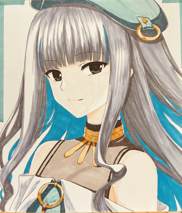 コミケにもっていく予定の色紙描いてたらスカサハ師匠ばっかりになってたので、差し替えでトラロック描いた～#FGO 