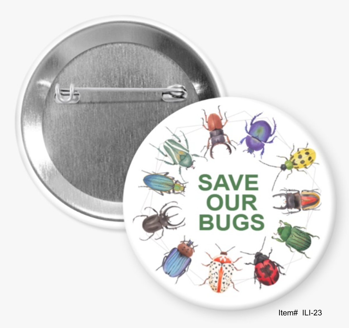 Respect our insects with a button from Hommel's Buttons for National Be Nice to Bugs Day, which takes place on July 14. It was created in an effort to highlight the importance of bugs in our ecosystem.  Here are four of them.

Here is the link to them:  hommelsbuttons.com/i-love-insect-…