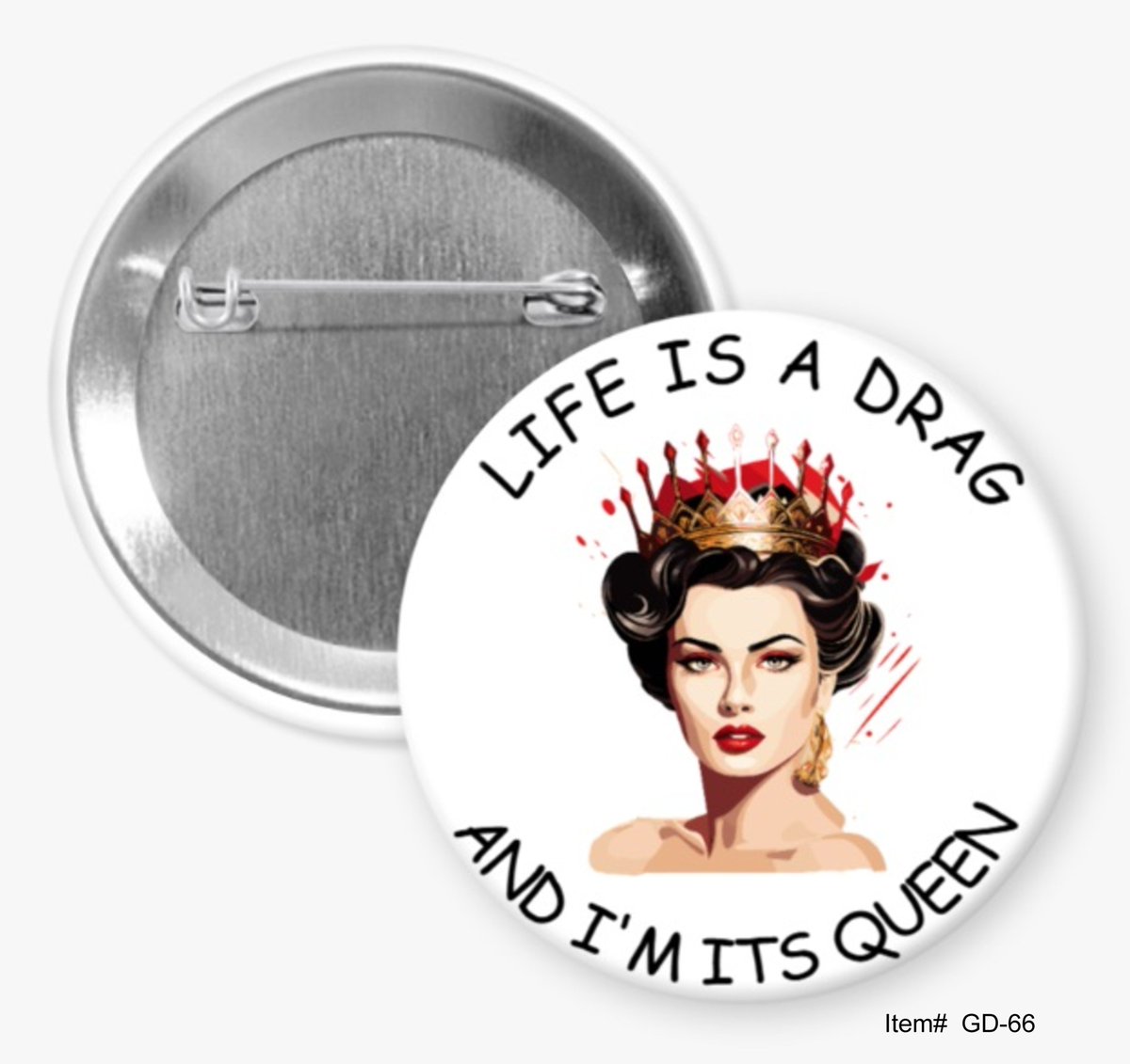 Celebrate International Drag Day with a button from Hommel's Day.  It is an annual event held on July 16 and was created to celebrate the drag culture around the world.  Here are four of them.

Here is the link to all of them:  hommelsbuttons.com/drag-queen-pri…