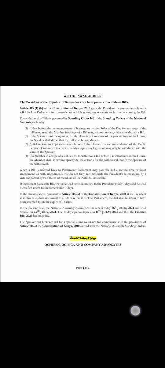 caroltichie's tweet photo. Article 115(6) is where game chafu imechezwa... This is Chess not Checkers!!!  

The Bill shall be taken to have been assented to on the expiry of 14 Days #RejectingFinanceBill2024 https://t.co/yvZWUaT7Pt