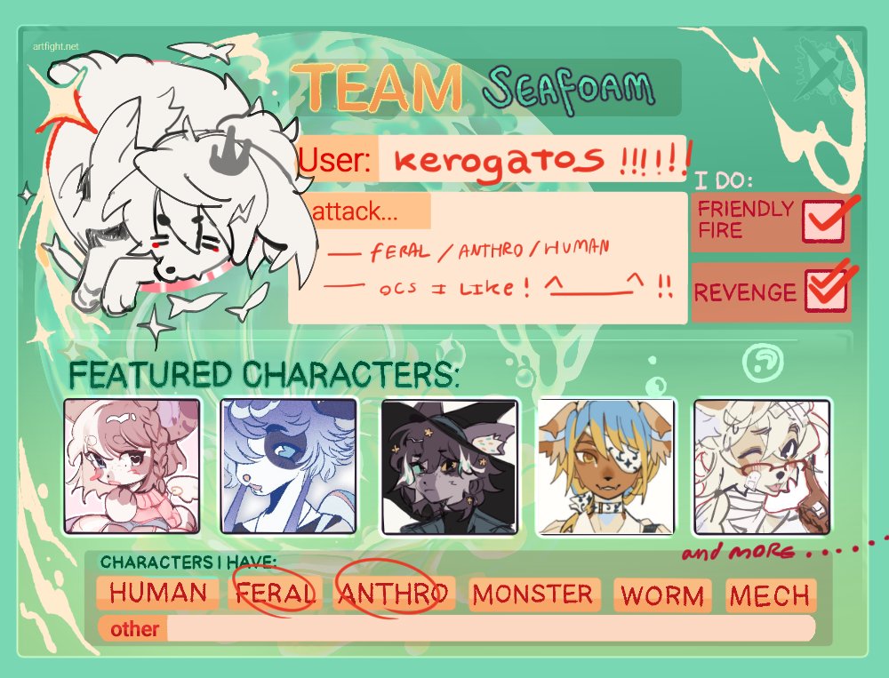 kerogatos's tweet photo. #artfight team seafoam this year!!!! yay https://t.co/TcxM8pjNHv