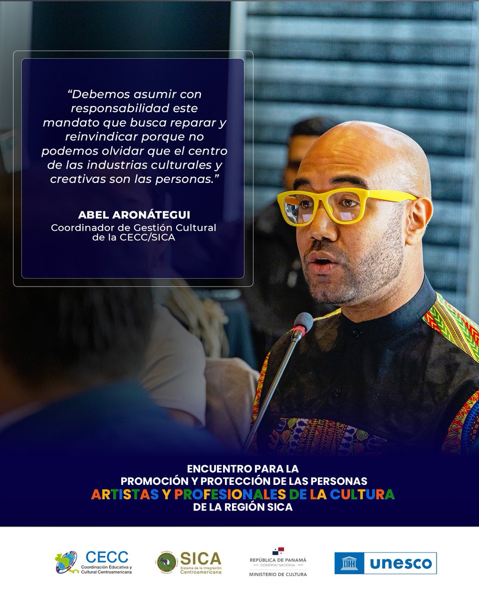 #CulturaSICA | Nuestro Coordinador de Gestión Cultural, el Sr. Abel Aronátegui, expresó que el Encuentro para la Promoción y Protección de las Personas Artistas y Profesionales de la Cultura de la Región SICA, en Panamá 🇵🇦, es un hito histórico para Centroamérica y República