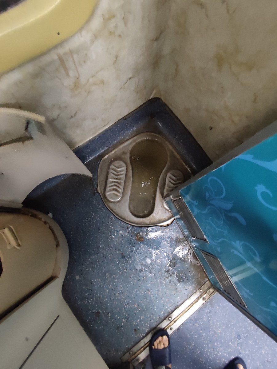 advsumerjain's tweet photo. From The Starting Station (Pondicherry) till now, Toilets are very Dirty, they are not in position to use. 
PNR : 4100438485
@AshwiniVaishnaw  @RailMinIndia @RailwaySeva https://t.co/fGhazDPdjJ