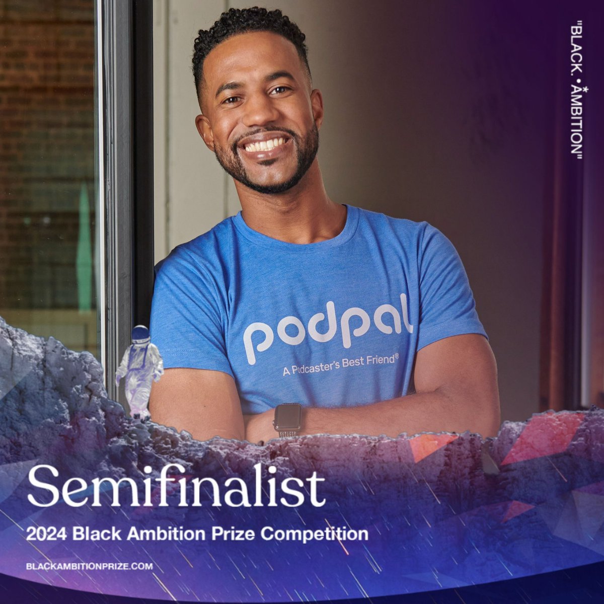 I’m extremely honored to be chosen as a semifinalist for the 2024 Black Ambition Prize founded by <a href="/Pharrell/">Pharrell Williams</a> and led by his awesome team <a href="/blackambitionpz/">Black Ambition</a>. 🙏🏾 Staying in faith and in the hunt for the $1M bag 💰😳🙌🏾. #blackfounders #goodnews #podpal #tech #thankyoujesus
