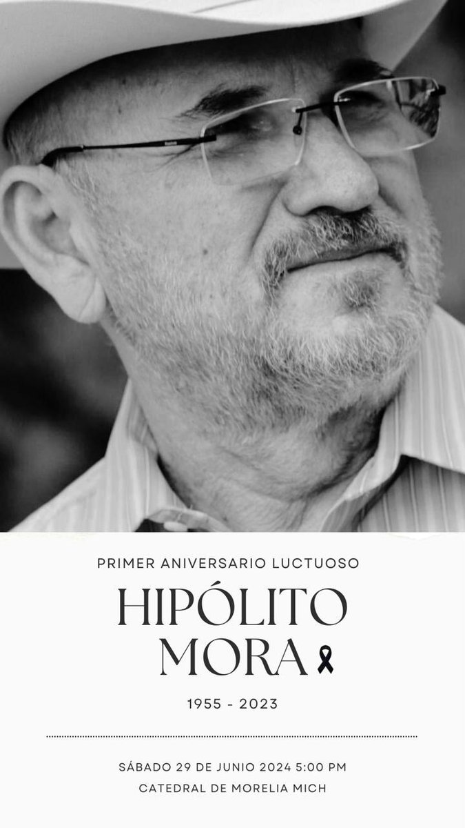 CesarHdzNoti's tweet photo. Hipólito Mora Chávez 🕊️ 1er Aniversario Luctuoso

Familiares y amigos se reunirán este sábado 29 de junio para elevar sus oraciones al luchador social asesinado el año pasado en Michoacán.

La misa se realizará en la Catedral de Morelia a las 5:00 de la tarde https://t.co/vcuIhtSHHl