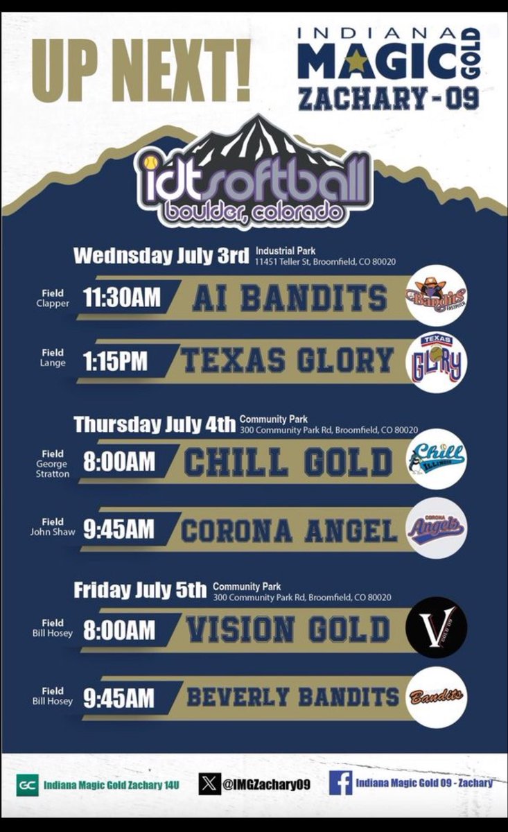 Ella Zache (@ellazache) on Twitter photo Can’t wait for the IDT tournament in Colorado! Go M⭐️GIC!
<a href="/IMGZachary09/">Indiana Magic Gold 27/28 - Zachary</a> Can’t wait for the IDT tournament in Colorado! Go M⭐️GIC!
<a href="/IMGZachary09/">Indiana Magic Gold 27/28 - Zachary</a>