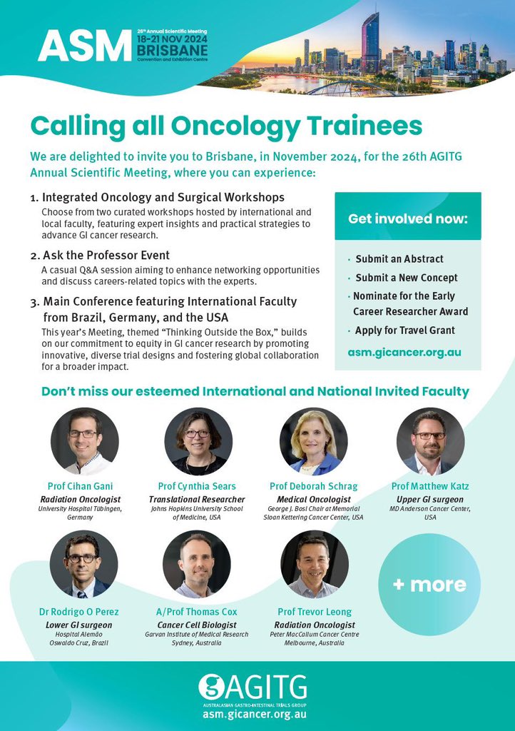 ausyoungoncs (@ausyoungoncs) on Twitter photo Calling all advanced trainees and young oncologists! The AGITG ASM this year in Brisbane has a great program with a special integrated oncology workshop including how to design your own clinical trial 🤔🔬Registrations: asm.gicancer.org.au <a href="/MOGA_ORG/">Medical Oncology Group of Australia (MOGA)</a> <a href="/GICancer/">GI Cancer Institute and AGITG</a> <a href="/DrMarkNalder/">Mark Nalder</a> Calling all advanced trainees and young oncologists! The AGITG ASM this year in Brisbane has a great program with a special integrated oncology workshop including how to design your own clinical trial 🤔🔬Registrations: asm.gicancer.org.au <a href="/MOGA_ORG/">Medical Oncology Group of Australia (MOGA)</a> <a href="/GICancer/">GI Cancer Institute and AGITG</a> <a href="/DrMarkNalder/">Mark Nalder</a>