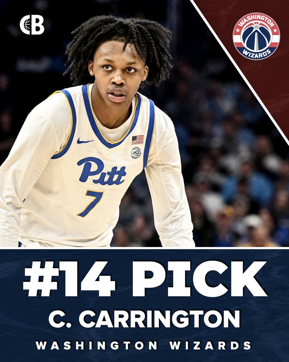CourtsideBuzzX's tweet image. BREAKING: Washington Wizards have selected Pittsburg guard Carlton “Bub” Carrington with the No. 14 pick in the 2024 NBA Draft! 

Washington traded Deni Avdija to Portland for this pick &amp;amp; more future draft capital. 

Thoughts on the pick? 🤔