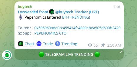 🐸PepeNomics is trading live on BuyTech ETH TRENDING!📈 Our passionate community is spreading the word about our project's huge potential. Excited to share more about our upcoming developments soon - stay tuned! #PEPENOMICS #PepeNomicsArmy #MAGA #MAGANOMICS #MAGA2024 #TRUMP #PEPE