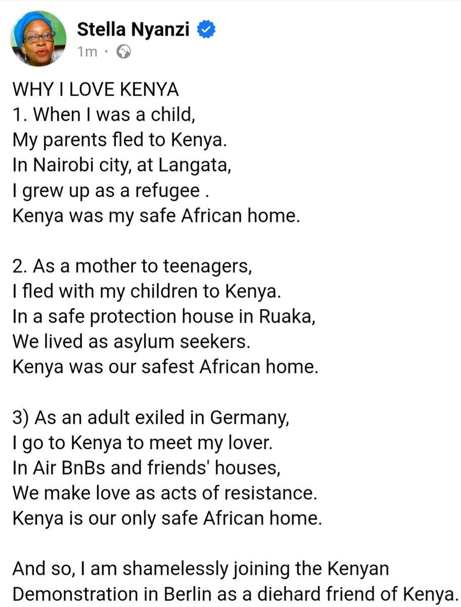 drstellanyanzi's tweet photo. Kenya has been my safest home in Africa, in times when Uganda became too dangerous to be home anymore. And so, today I am joining the Kenyan Demonstration in Berlin as a diehard friend of Kenya. https://t.co/ehDULjjYH8