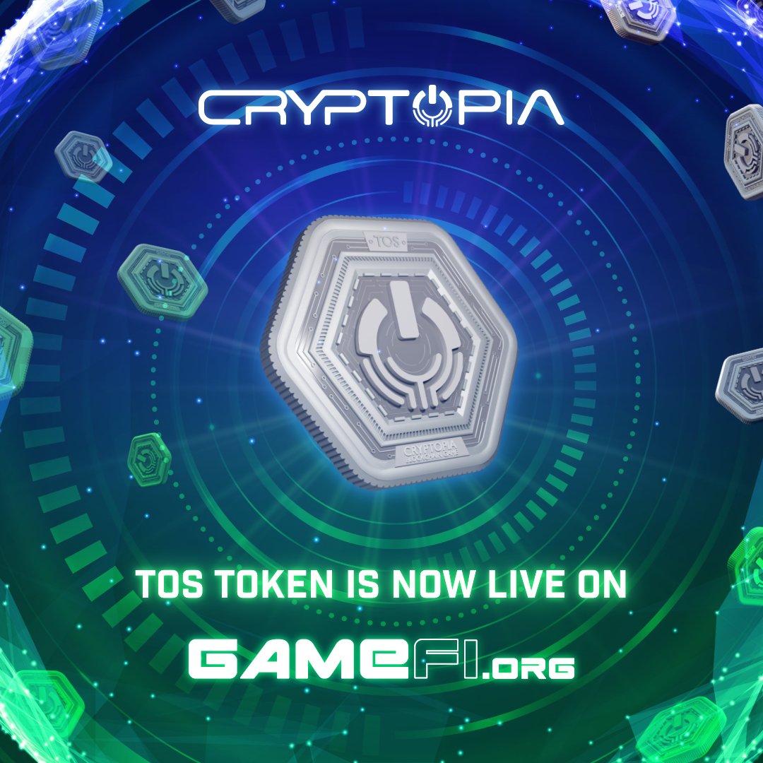 CryptopiaOFCL's tweet photo. 🚀 Attention Cryptopia community! 🎉 The $TOS Token is now live on @GameFi_Official! 🎮

Embrace the play-to-earn revolution with Cryptopia. Join us and get your $TOS today! 💎

#Cryptopia #Gamefi #TOSLive #PlayToEarn https://t.co/JfZ8dDjTIM