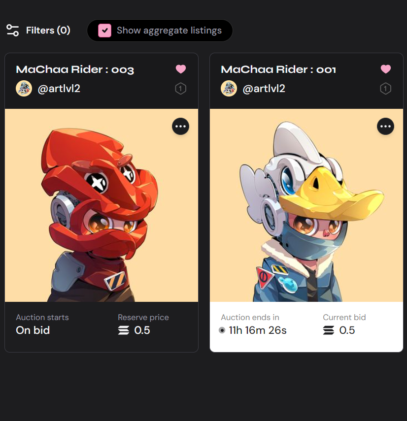 MaChaa Rider : 001
on <a href="/mallow__art/">Now found at @mallowdotart</a> 

HIGHEST BID
🔴0.5 SOL   
Auction ends in ⏰11h14m

Link below👇