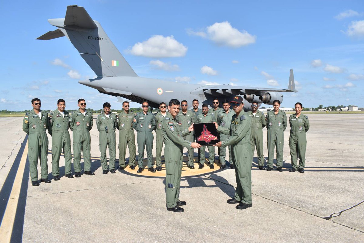 Rahulk123d's tweet photo. #IAF Rafale fighter jets โ๏ธ have returned to India on 26th June, 2024, after a successful participation in Ex Red Flag in the USA! ๐ฎ๐ณ
#IndianAirForce #Rafale #ProudMoment #ExerciseRedFlag
https://t.co/UGm4CmR2Fd