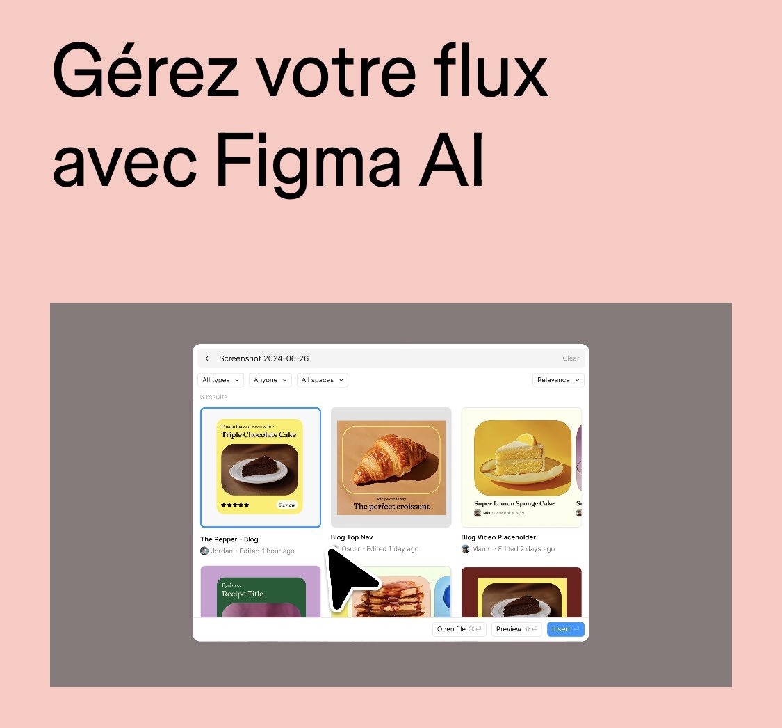 stephanenicolas's tweet photo. Figma #Config2024 les nouveautés !
🧵
→ UI3, une version repensée de Figma
→ Figma AI (Création de design, Création de prototype, Recherche visuelle, Remplacement de contenu, Renommage des calques)
→ Figma Slides
👇🏻 https://t.co/mJMfQG4hCX