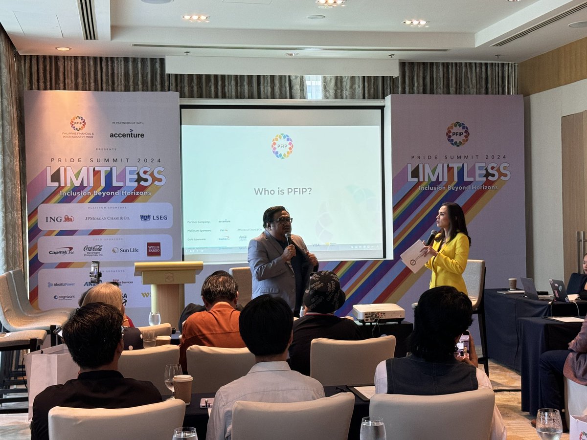 pfippride's tweet photo. HAPPENING NOW: Pride Summit 2024 Media Launch โก๏ธ๐ณ๏ธโ๐
Today, June 27, 2024, the Philippine Financial & Inter-Industry Pride hosts the media launch of this yearโs Pride Summit 2024 in Shangri-La at the Fort, Bonifacio Global City, Taguig.
#PFIP #PrideInTheWorkplace https://t.co/4voquPFdma
