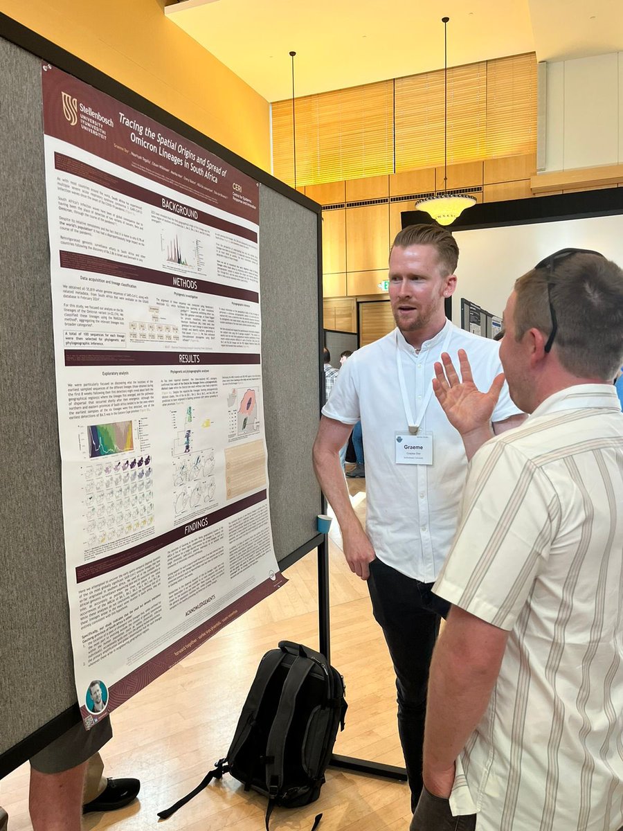 Exciting presentations at #EEID2024! Master's student <a href="/YajnaRamphal/">Yajna</a> showcasing the transmission dynamics of the #Chikungunya virus in Africa, while PhD student <a href="/graemedor/">Graeme Dor 🇿🇦</a> maps the origins and spread of #Omicron lineages in South Africa. #CLIMADE #CLIMADEAfrica