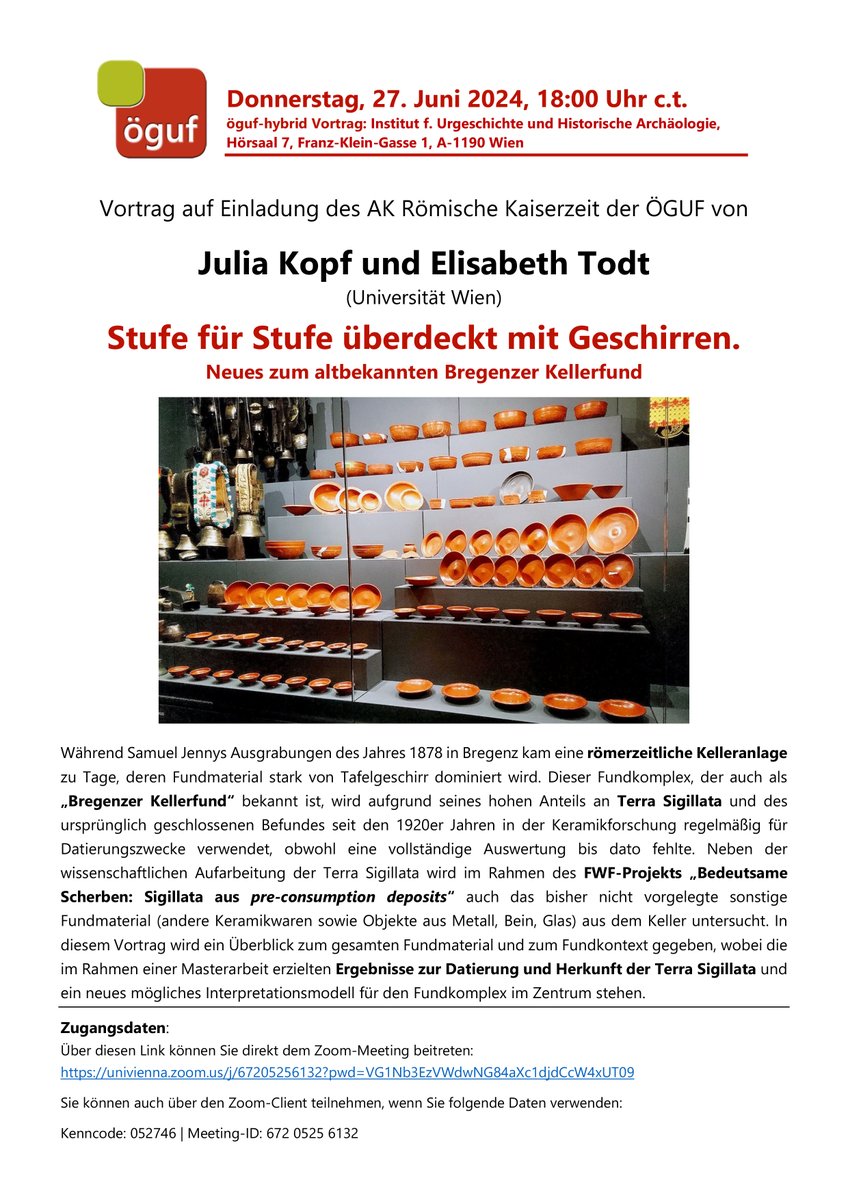 Julia Kopf (@juliakopf81) on Twitter photo Freue mich auf den gemeinsamen Hybrid-Vortrag mit @elisabeth_todt heute Abend, danke an den AK Römische Kaiserzeit der #öguf für die Einladung! Freue mich auf den gemeinsamen Hybrid-Vortrag mit @elisabeth_todt heute Abend, danke an den AK Römische Kaiserzeit der #öguf für die Einladung!