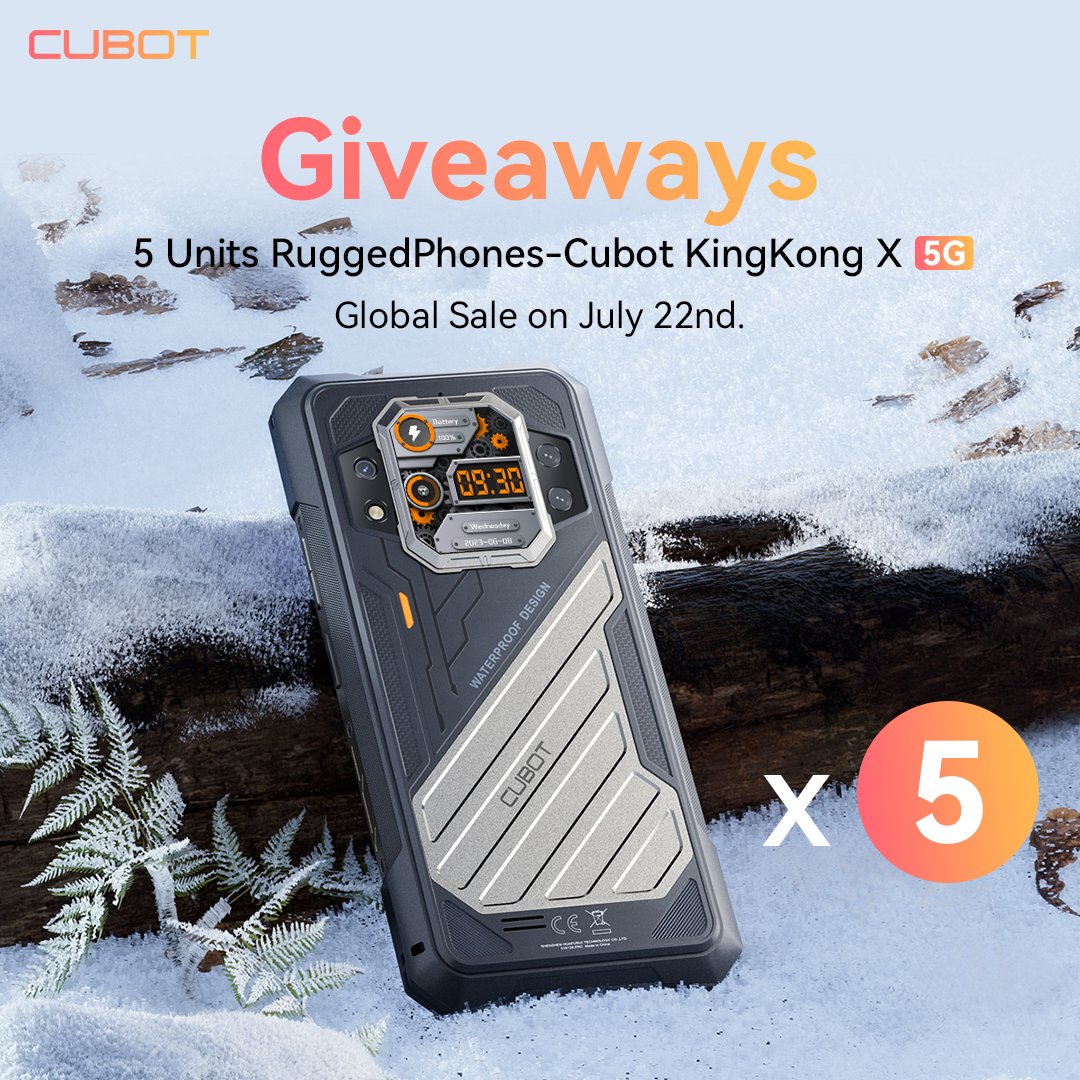 Cubotphone's tweet photo. We are giving 5 units of Cubot KingKong X which will have a Global Launch on July 22nd.
⏰Global premiere on July 22nd
🎁Join the giveaway: https://t.co/4SSlHK3A7u
👉Add to cart to be notified: https://t.co/UJSsyAUwaU https://t.co/dIC1nlw1hH