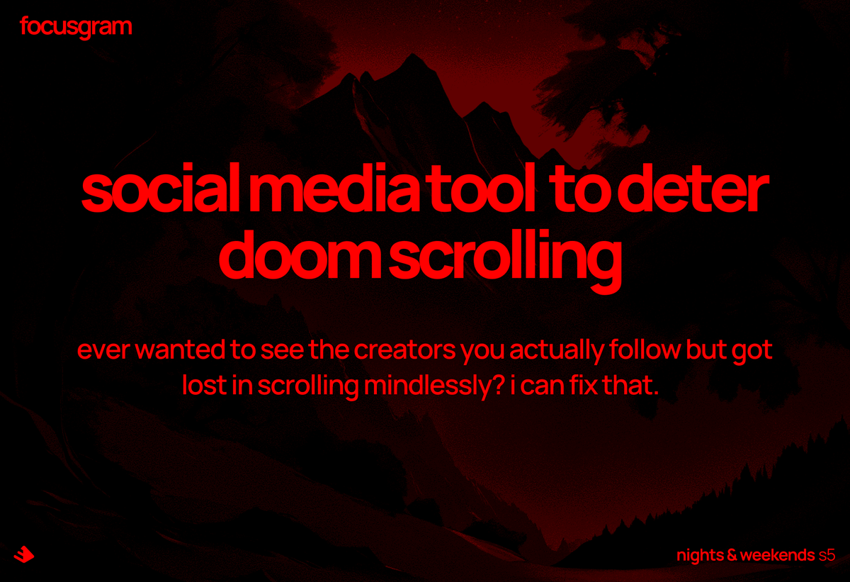 vimoveremacs's tweet photo. during @_nightsweekends s5 I'm building @_focusgram

it's the easiest way to get to the content you actually want to see while not getting lost in the infinite mindless doom scrolling.  

wdyt /cc - @_buildspace https://t.co/b2bASC18Zt
