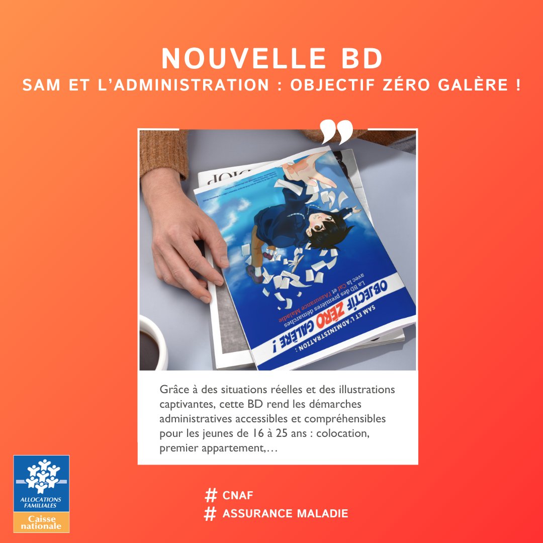 🏡🔎 [Logement des jeunes] Zoom sur la BD “Sam et l’administration : objectif zéro galère !” de la <a href="/cnaf_actus/">Allocations Familiales</a>.  

Retrouvez la BD ici 🔗  caf.fr/allocataires/a… 

➡ Le réseau des #Adil est là pour vous informer gratuitement : swll.to/ADIL ou ☎ 0806 704 604.