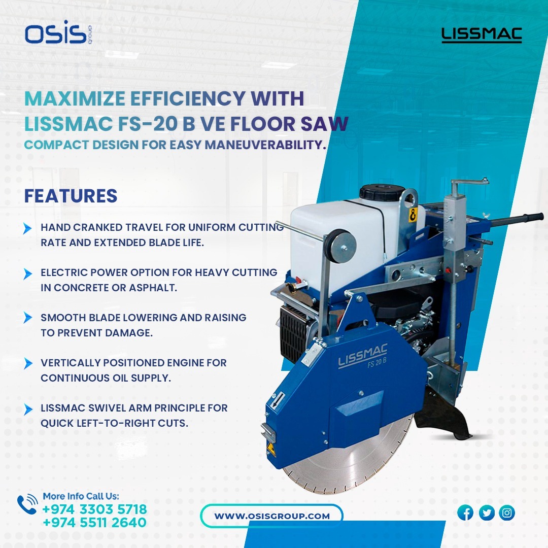 OsisGroup's tweet photo. Maximize Efficiency With Lissmac FS-20 B VE Floor Saw Compact Design For Easy Maneuverability.
> Hand Cranked Travel For Uniform Cutting Rate And Extended Blade Life.
> Electric Power Option For Heavy Cutting In Concrete Or Asphalt.
> Smooth Blade Lowering And Raising https://t.co/REMxoBswmZ