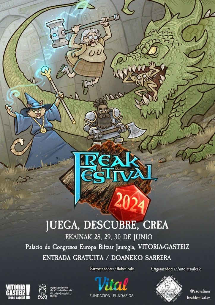 Vuelve el Freak Festival, repleto de actividades y muchos juegos diferentes. ¿Te animas?
buff.ly/3zt2G3t 
<a href="/AsoValinor/">Asociación Valinor</a> #juegos #rol #cosplay #artesanos #talleres #vitoria