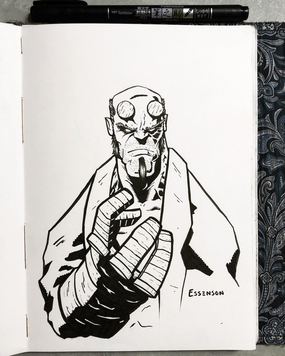 PEssenson's tweet photo. #hellboy #inkdrawing #comicart #sketchbook https://t.co/EuC6eyCCJn