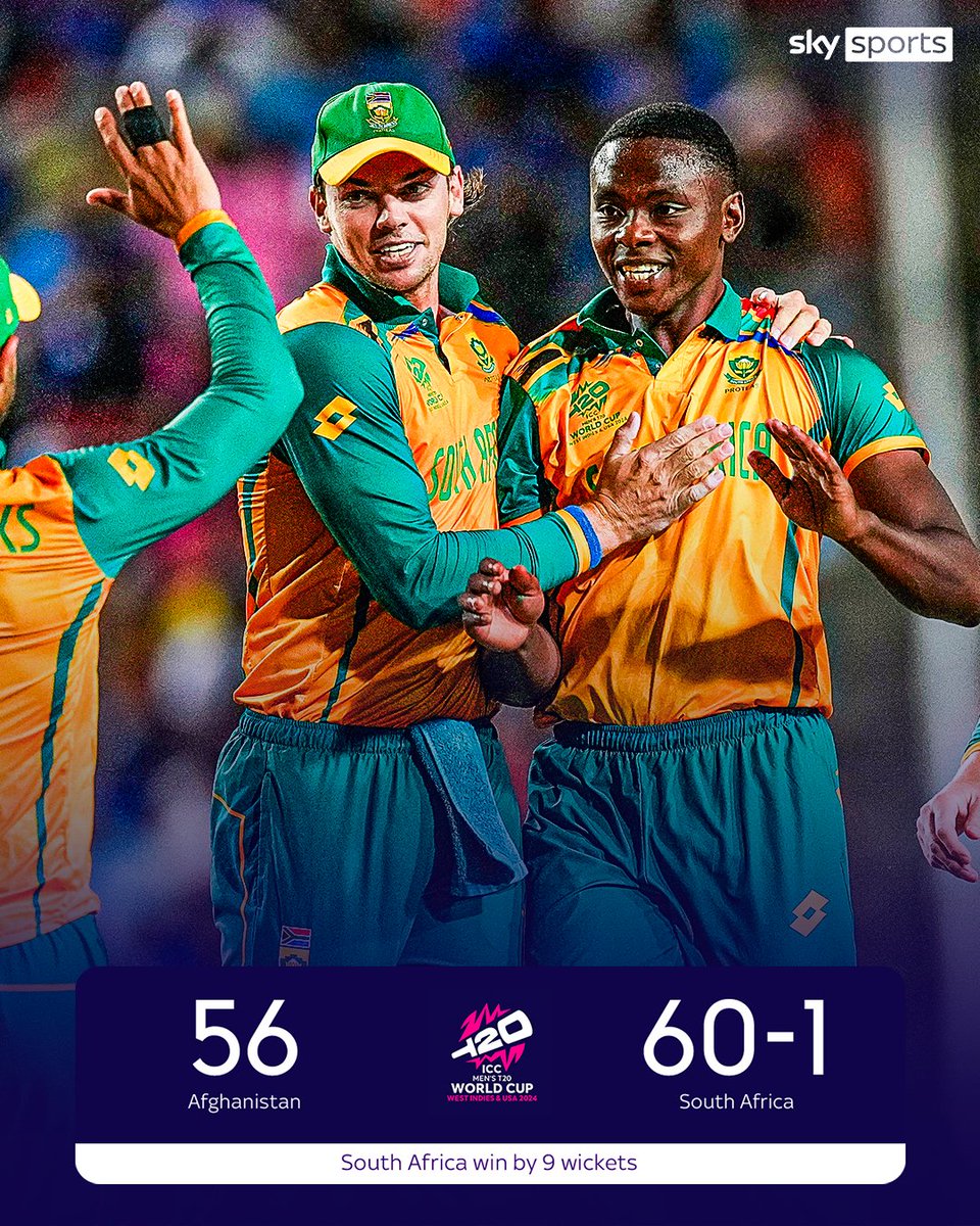 SkyCricket's tweet photo. South Africa reach the Men's T20 World Cup final for the first time 🔥 https://t.co/FCQoKtqxfX