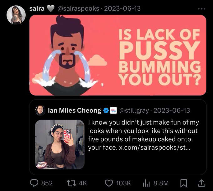 sometimes i forget i obliterated ian miles cheong when he tried calling me ugly last year, and the hate