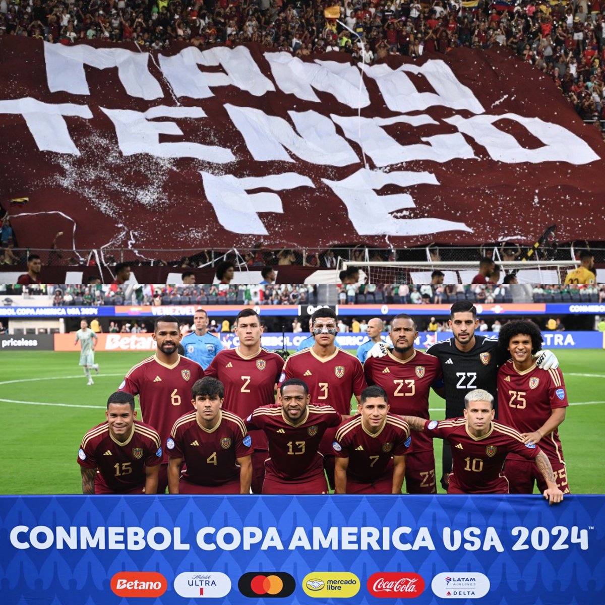 Juezcentral's tweet photo. En estos momentos, la Vinotinto está en puestos de clasificación al Mundial 2026 y en cuartos de final de Copa América. 

MANO, TENGO FE. https://t.co/R86JCJtYqy