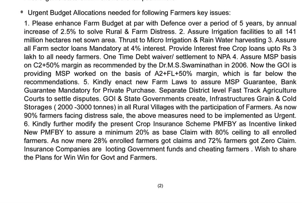 apkalyanam's tweet photo. Humble Submission to the Personal Note of Hon'ble PM Shri @narendramodi ji  @nsitharaman Sir,Please solve the Key Issues of  Farmers #Annadattas as Urgent.Kindly allocate Sufficient Budget,Policy Initiatives in 2024-25 to regain the support of Kisans. #Save_Farmers  #Save_Nation https://t.co/lpJF9SKlQd