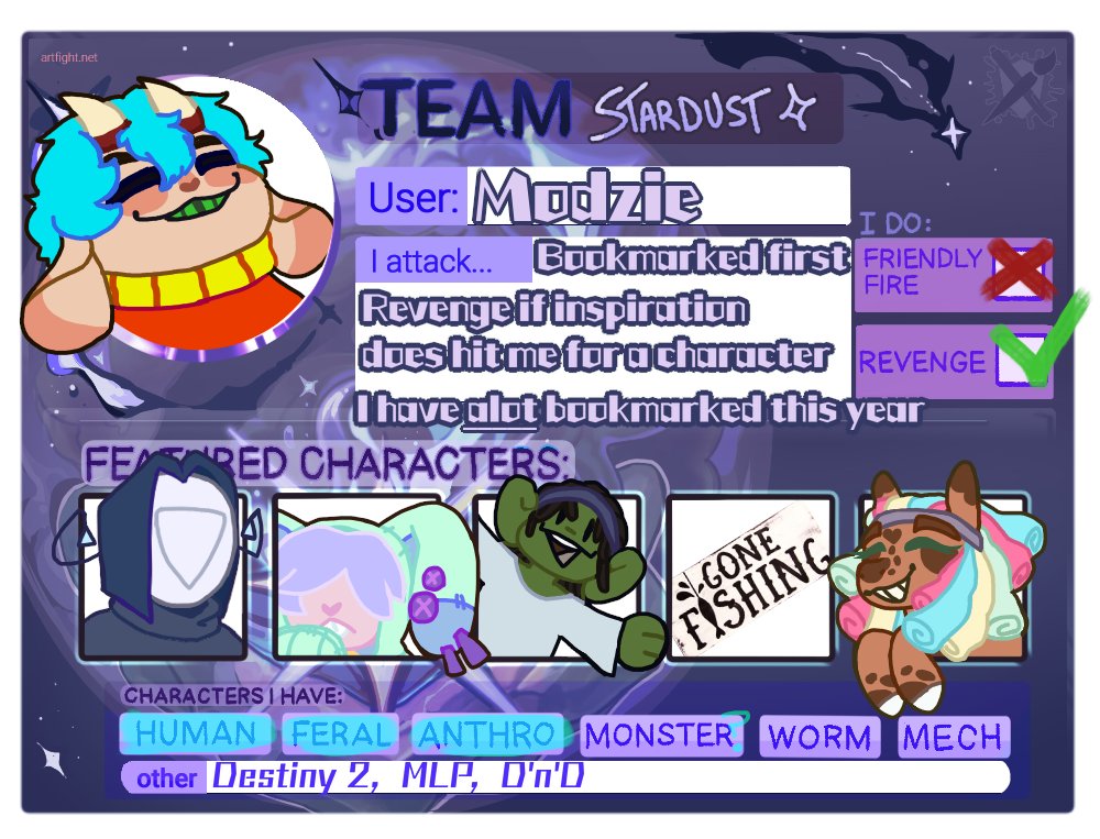 FruitsOfPlenty's tweet photo. #artfight2024 #teamstardust 
I am still alive I swear, anyways, Team Stardust! 
Participating this year again!
https://t.co/0XanQBRpRr https://t.co/Xck6jvZNeK