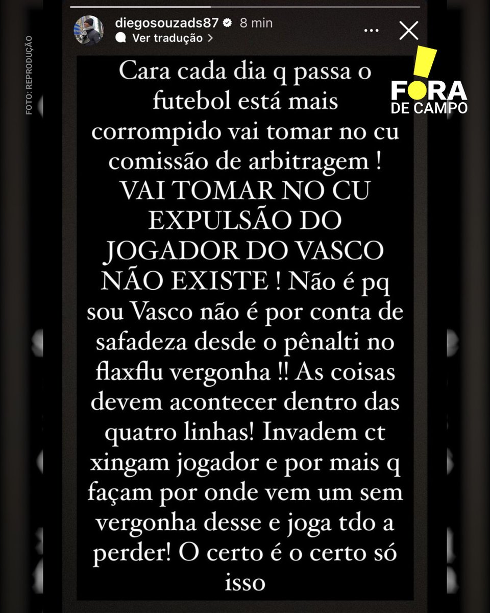 lancenet's tweet photo. PERDEU A LINHA! 🤬

Em sua rede social, Diego Souza ficou FURIOSO com a comissão de arbitragem, que segundo o ex-jogador, prejudicou e MUITO o Vasco, na derrota contra o Bahia. Concorda com o craque, torcedor? 🗣

#ForadeCampo #Vasco #DiegoSouza #Bahia #Arbitragem https://t.co/bk9p918pQs