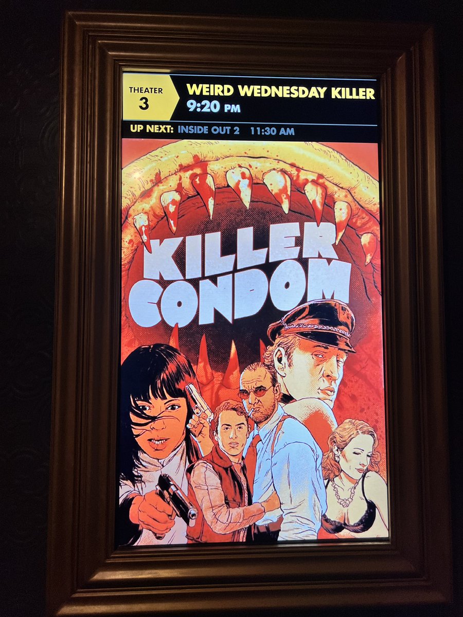 TracedThurman's tweet photo. About to introduce a theater full of people to the queer German camp classic #KillerCondom! #WeirdWednesday 😈 https://t.co/OZRtgJaIRY