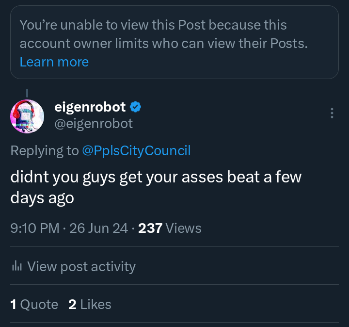 PunishedRobot's tweet photo. they blocked me on main for some reason

this is kind of fun maybe i should make this my aggro account https://t.co/Wca82gaqbo