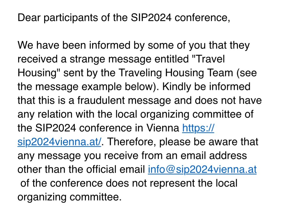 If you are attending #SIP2024, please check this message from the organizers.