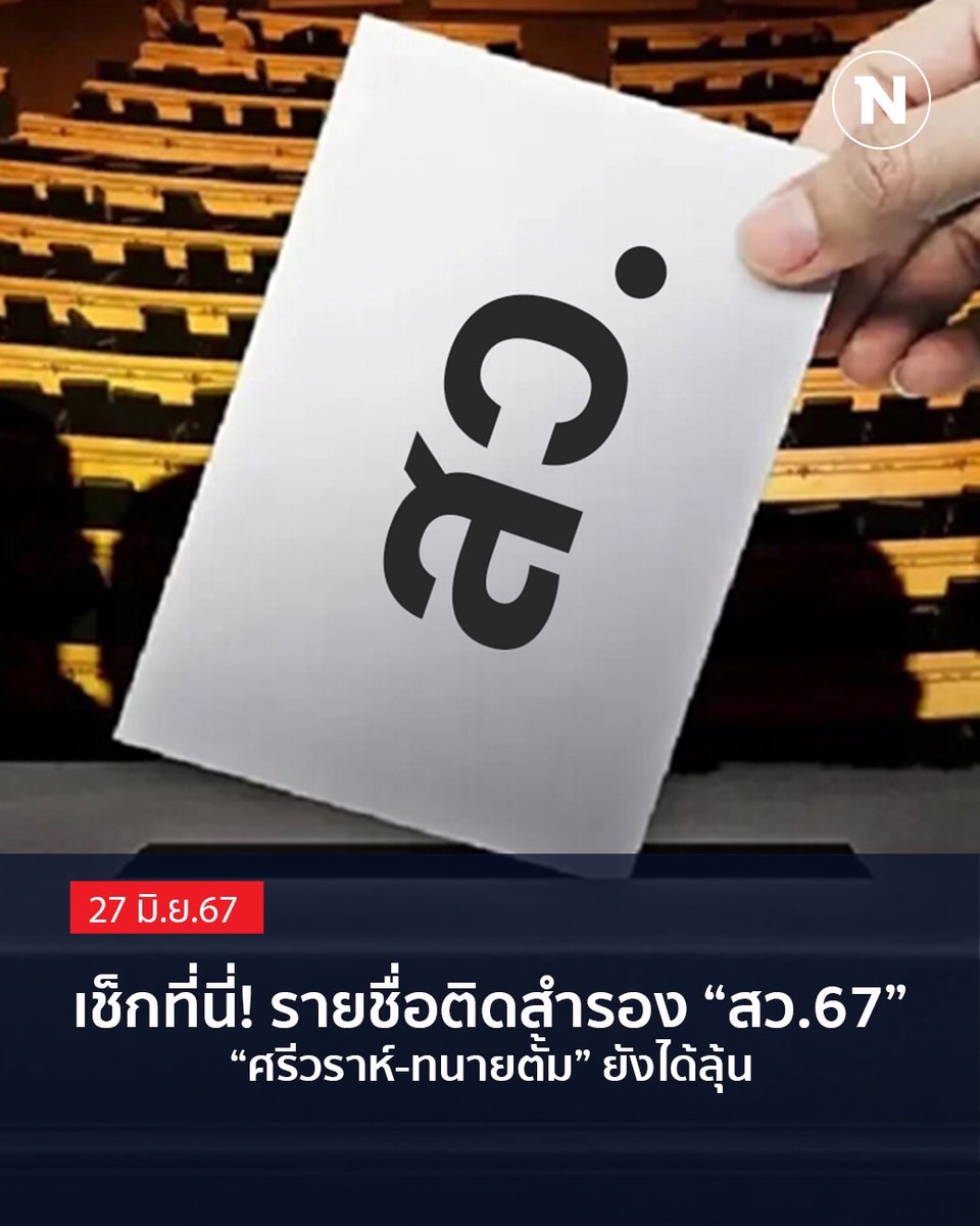 lungTui's tweet photo. เช็กที่นี่! 100 รายชื่อติดสำรอง "สว.67" ใครเป็นใครบ้าง "ศรีวราห์-ทนายตั้ม" ยังได้ลุ้น พร้อมเผยชื่อคนดังอีกหลายคนไม่ติดตัวจริง
.
https://t.co/Dl9NBiMsVe
.
#ทนายตั้ม #ศรีวราห์ #สว67 #เลือกสว #เลือกสว67 #เลือกตั้งสว67 #เลือกตั้งสว2567 https://t.co/qNqjLhY0SV