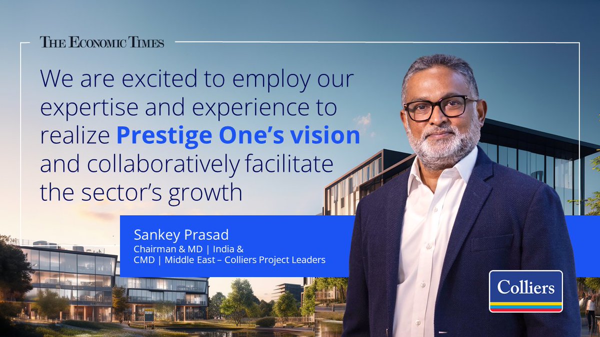 colliers_ind's tweet photo. We are excited to commence an exclusive partnership with Prestige One for their upcoming real estate projects.
Read more: https://t.co/9Ui98mqTY9
Learn more: https://t.co/SwqpKhKZxA
#ColliersIndia #commercialrealestate #luxurydevelopments #partnership #collaboration https://t.co/BNqw8RObXA