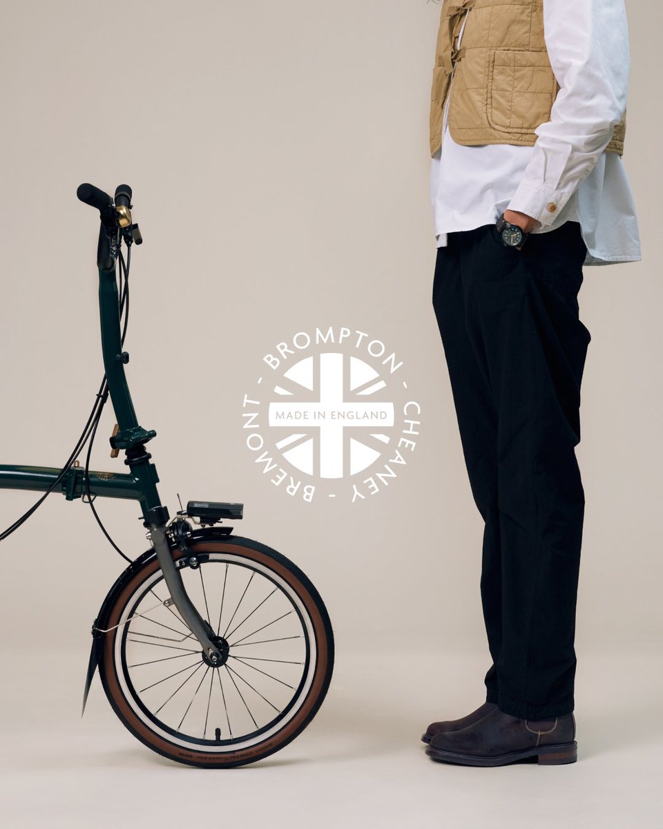 brompton_jp's tweet photo. Makers seriesの第一弾となる「Brompton x Bremont x Cheaney P Line」。

 特別限定版のBrompton P Lineに合わせて、BremontとJoseph Cheaney &amp; Sonsは、それぞれ美しい時計と多目的に使えるチェルシーブーツを作りました。 

職人技の歴史に対する細やかな気配りが感じられるコレクションです。 https://t.co/FyQxOzdxin