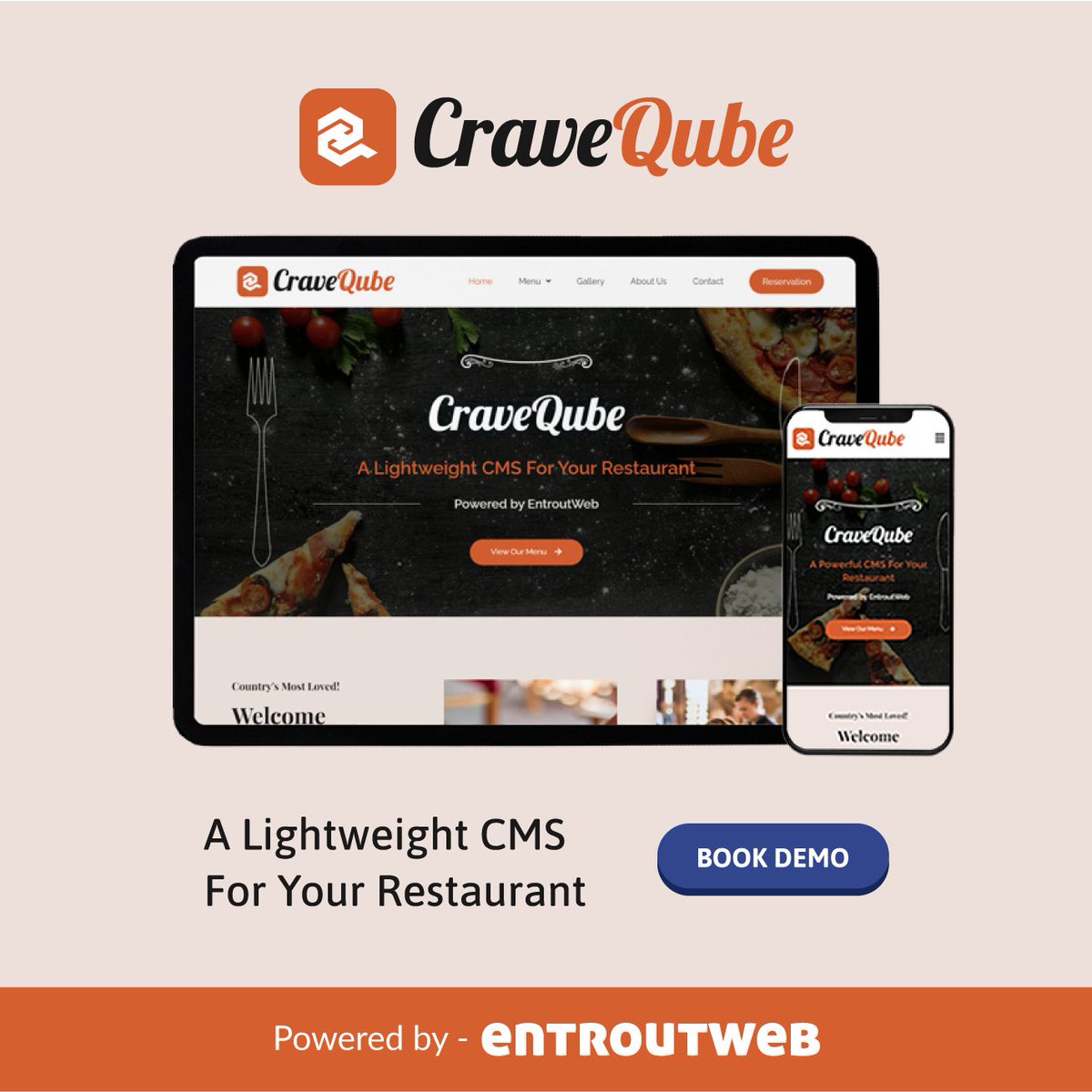 EntroutWeb's tweet photo. Meet CraveQube by EntroutWeb! 🚀 
🍽️ Online Ordering System 
🍽️ Customizable Menus 
🍽️ POS Integration 
🍽️ Online Reservations 
🍽️ QR Code Menus
Boost your restaurant's digital presence! Learn more and book a demo: https://t.co/to9DU4XGEn #CraveQube #OnlineOrdering #RestaurantCMS https://t.co/jv1ePvzrQA
