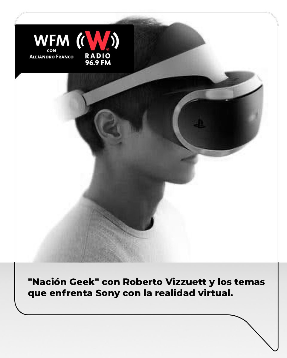 Continúa el Bloque 2 en #WFMWRadio con <a href="/AlejandroFranco/">Alejandro Franco</a> y recibimos a <a href="/vizzuett/">Roberto Vizzuett</a> para hablar de la decadencia de la Realidad Virtual en el mundo de los videojuegos.

Ya al aire:

play.wradio.com.mx