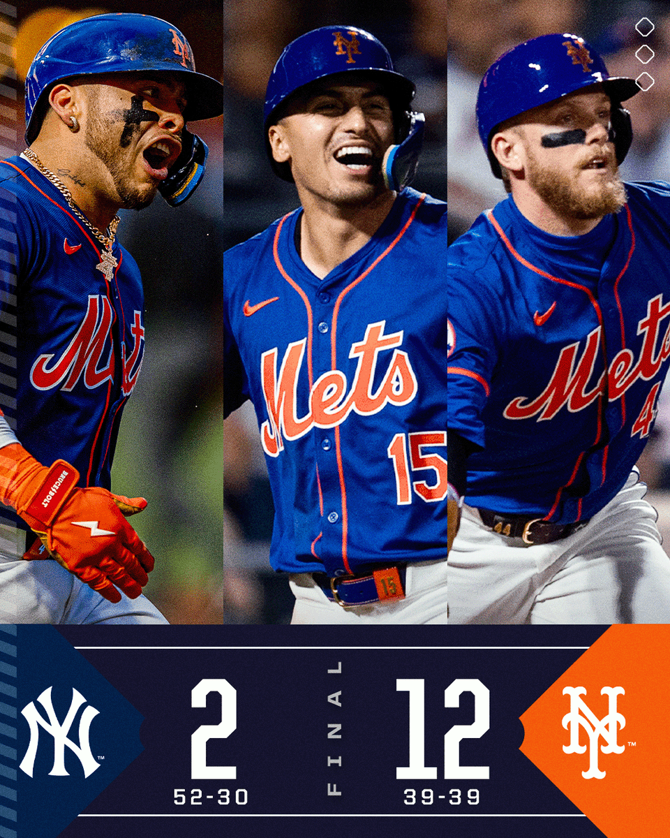MLB's tweet photo. Another night of multiple home runs for the @Mets results in a Subway Series sweep. 🍎 https://t.co/3mRciPjk2c
