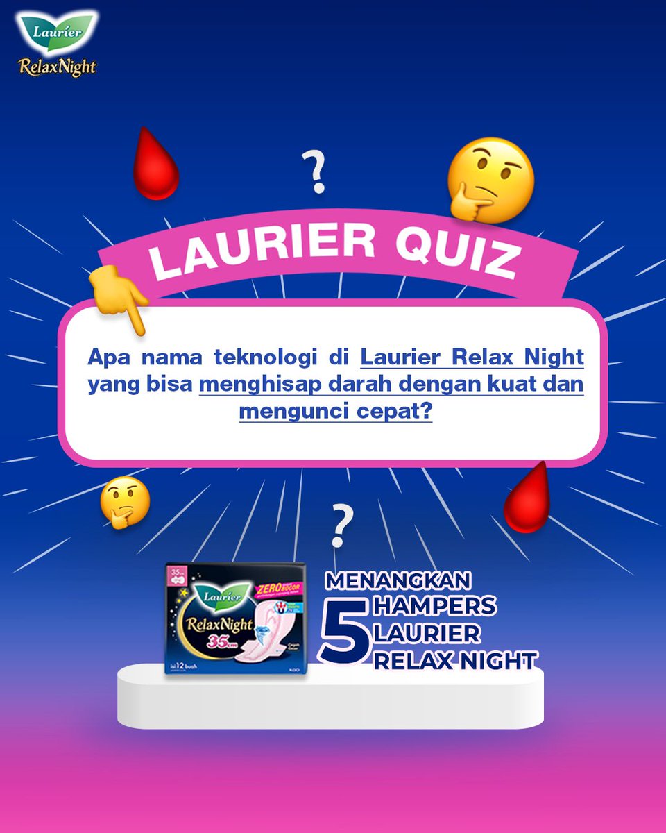 GIVEAWAY TIME 🥳
Coba, yang tahu jawabannya langsung reply di bawah!👇🏻

Lima (5) orang beruntung akan mendapatkan hampers Laurier Relax Night! Jangan sampai telat ya, periode givaway sampai 4 Juli 2024

*Psstt clue-nya : Bisa serap pas menstruasi deras-derasnya