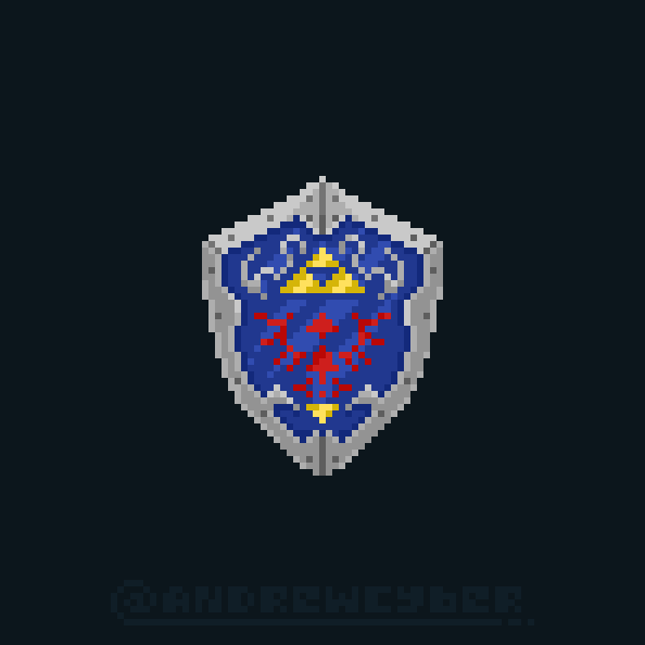 Cyber_pxls's tweet photo. Here is my 1st #Pixel_Dailies entry! The theme was #GreatShield this time around and I don't know any shield greater than the Hylian Shield from Ocarina of Time! @Pixel_Dailies #pixelart #Zelda #OcarinaOfTime https://t.co/Rnix1fX3GD